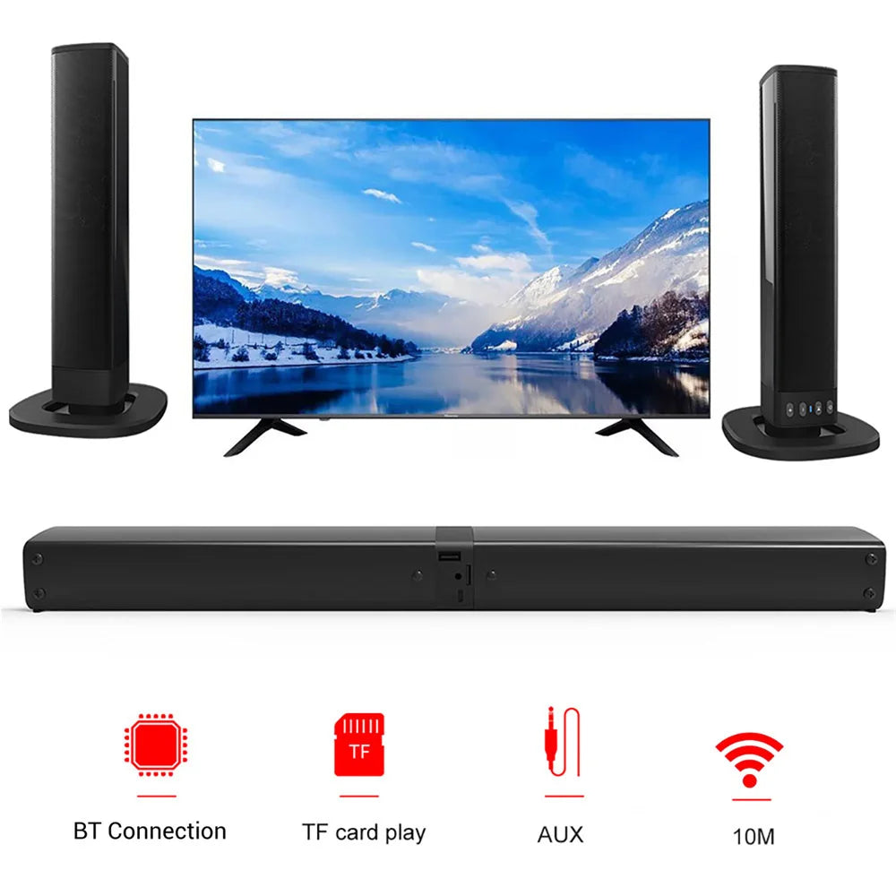 Wireless Bluetooth TV Sound Bar Dual Speaker System