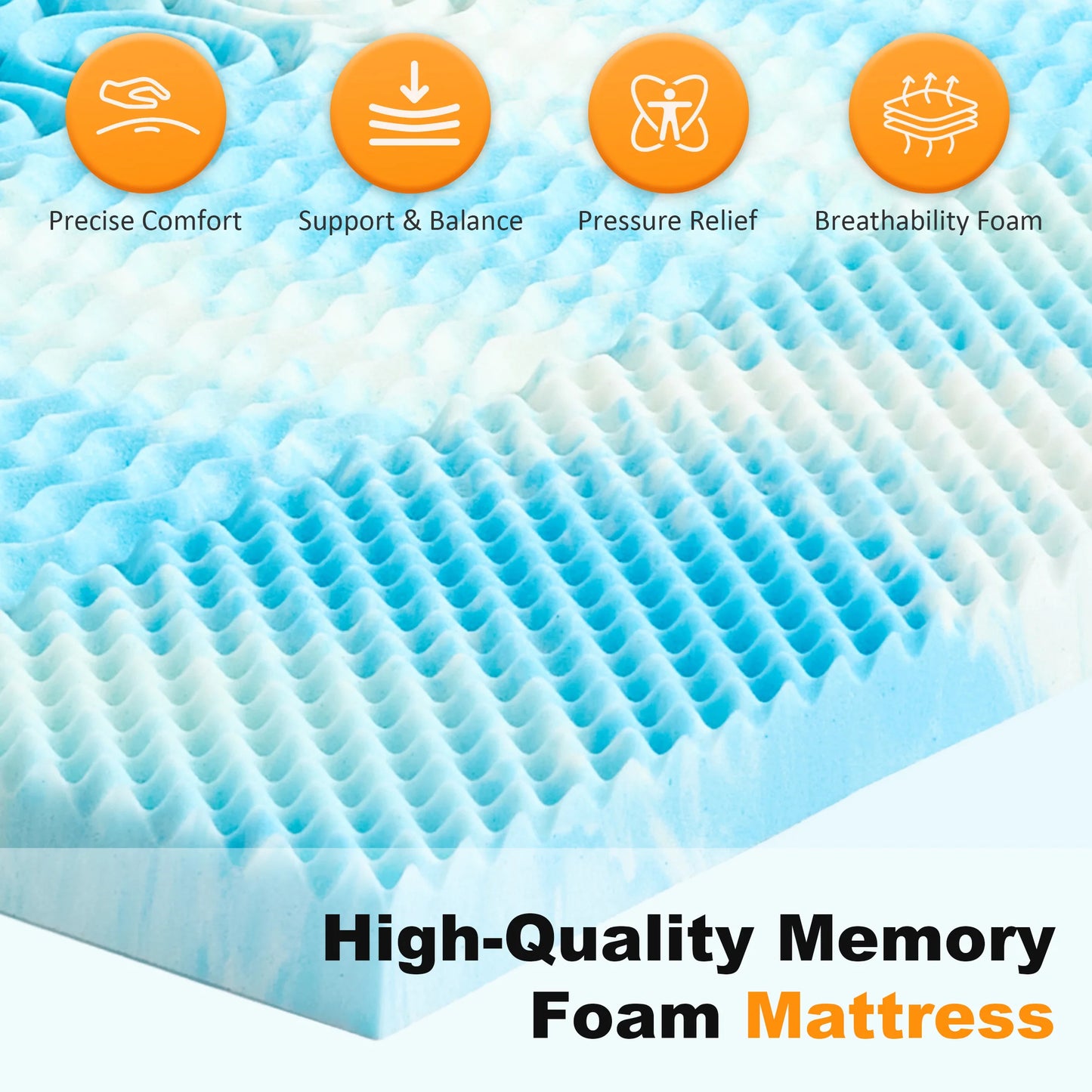Premium Gel Infused Memory Foam Cooling Mattress Topper