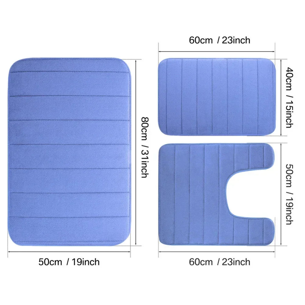 Black Memory Foam Bath Mat Soft Comfortable Super Water Absorption Non-Slip Thick Machine Washable Easy to Dry Home Floor Rug