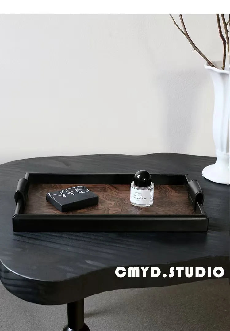 Retro Volcano Pattern Hotel Style Luxury Tea Tray for Home Use - High-end Storage Tray for Living Room Desktop - Elegant Storage