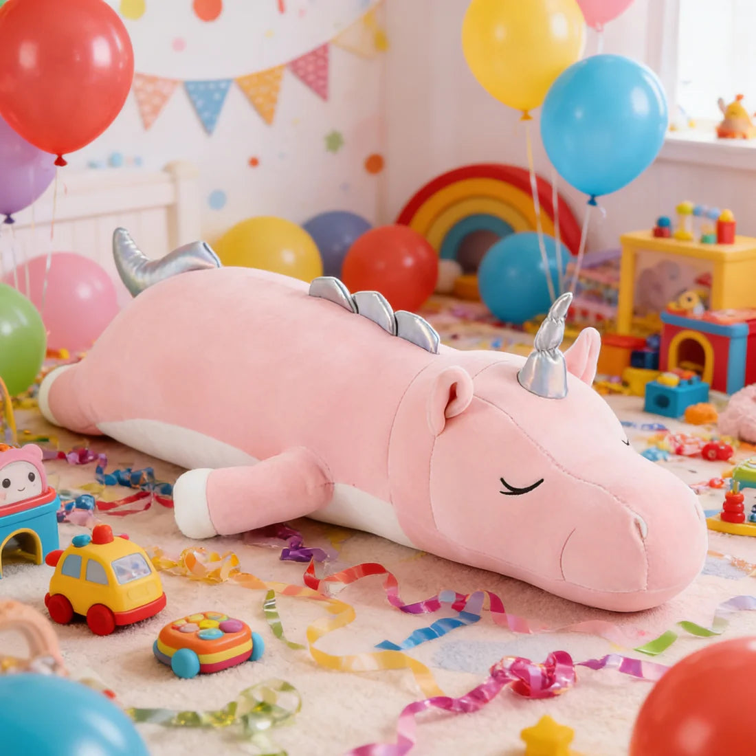 SNOWOLF Long Unicorn Hug Pillow, 35'' Stuffed Animal Body Pillow, Pink Cute Unicorn Plush Cushion, Sofa Pillow