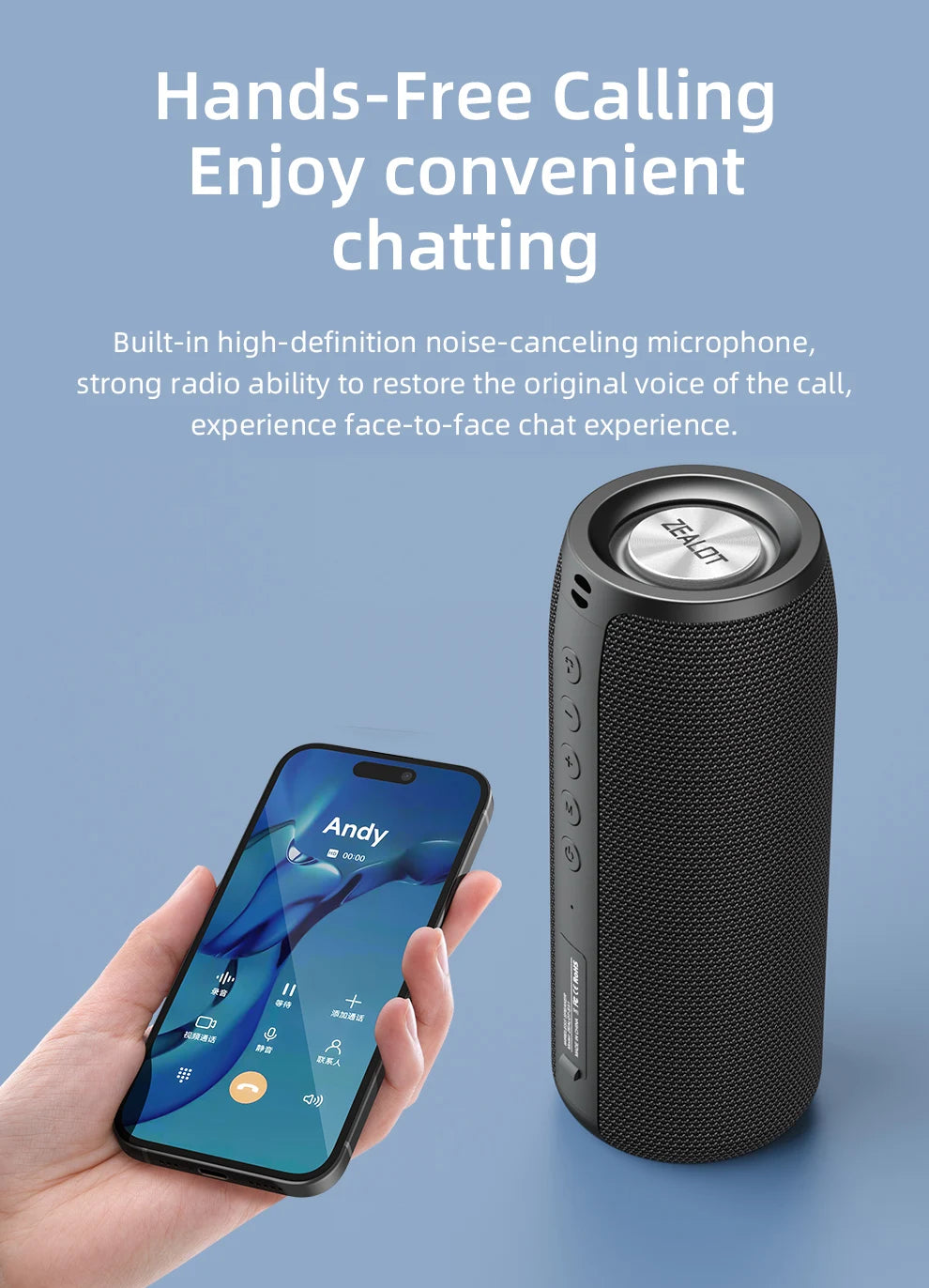 Zealot-S51 Protable Bluetooth Speaker Enhanced Bass Portable Speaker with 12H Playtime,  IPX5 Waterproof for Camping