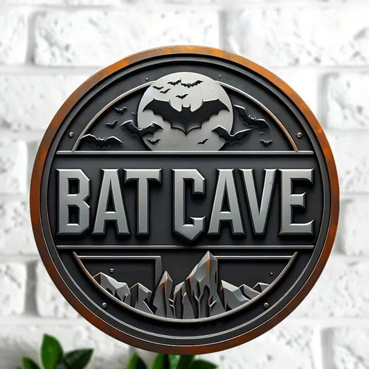 Bat Cave Metal Sign Vintage Wall Art Outdoor Decor