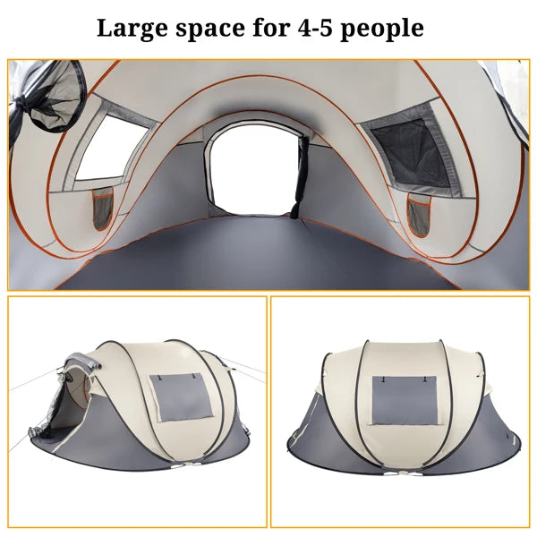 4-Person No-Install Pop Up Tent, Universal for Camping & Fishing