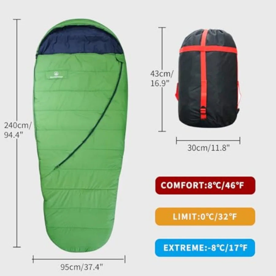 Balance Sleeping Bag for Adult, ColdandWarm Weather with Compression Sack and Water Resistant for Family Camping, Travel and Ca