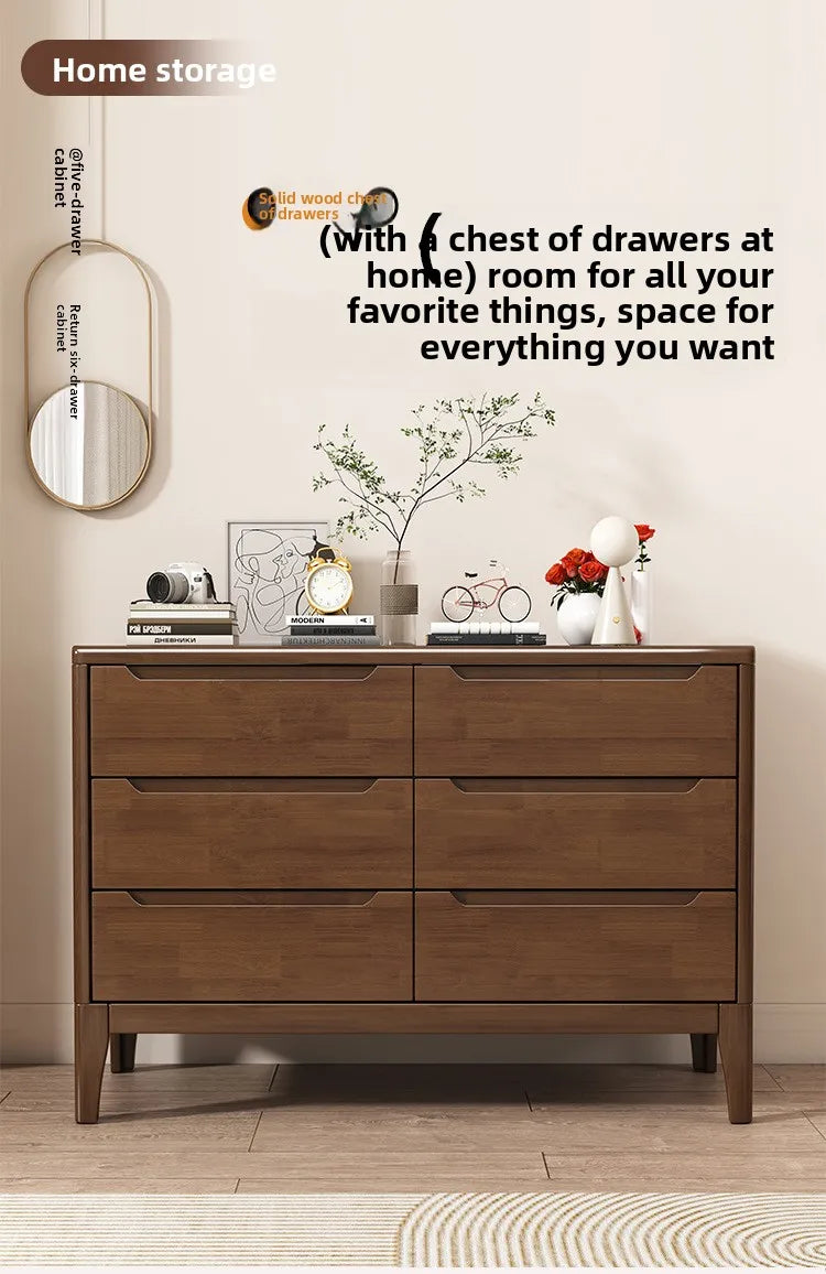 Wooden Chest of Drawers 5-Drawer & 6-Drawer Dresser Cabinet Bedroom Clothes Storage Organizer No Assembly Living Room Furniture
