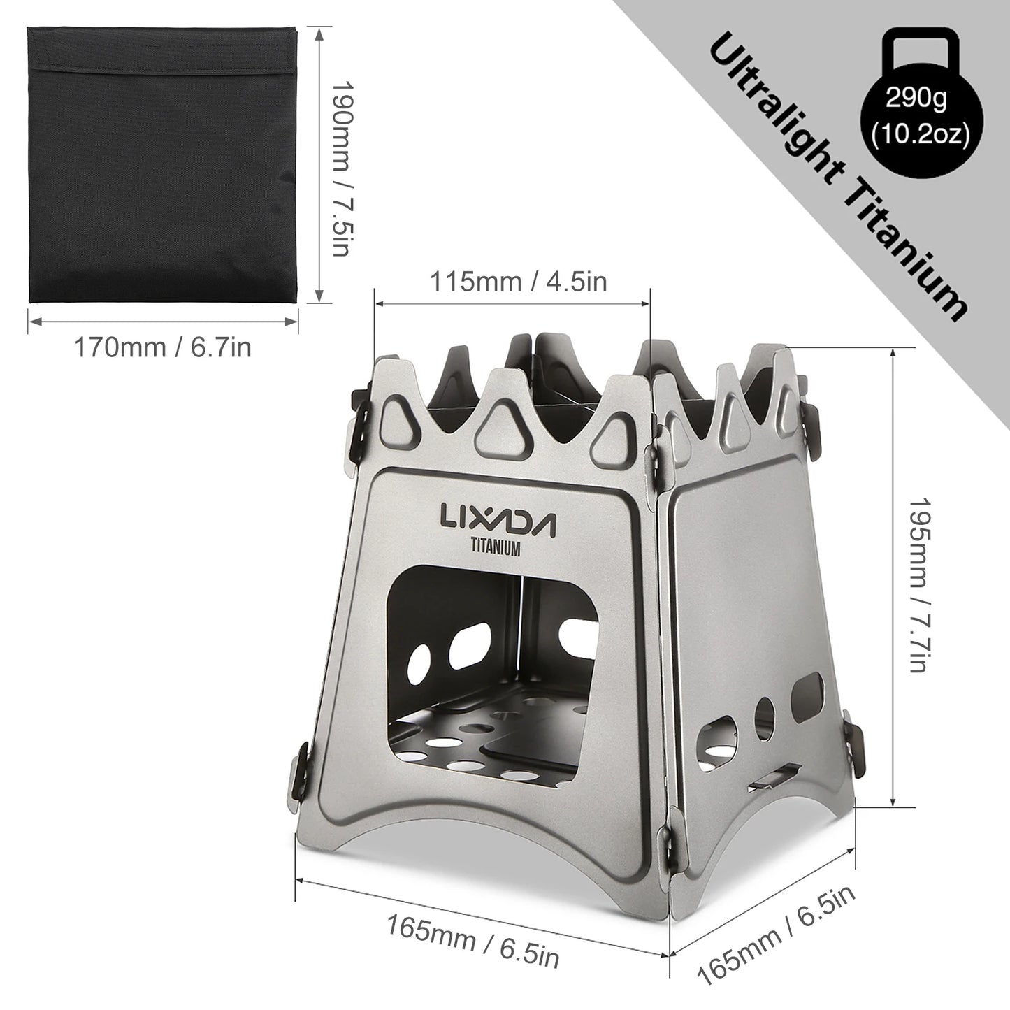 Lixada Compact Folding Titanium Wood Stove for Outdoor Camping Cooking Picnic Wood Burner camping accessories and equipment