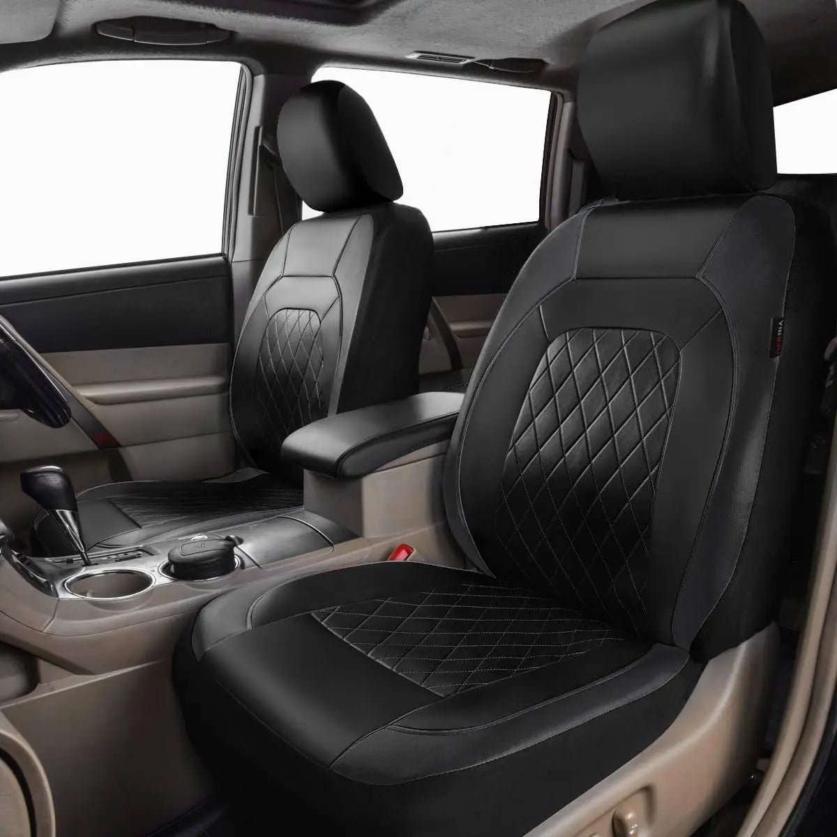 Premium Faux Leather Car Seat Covers Full Set, Airbag Compatible, Universal Fit for Cars Trucks SUVs