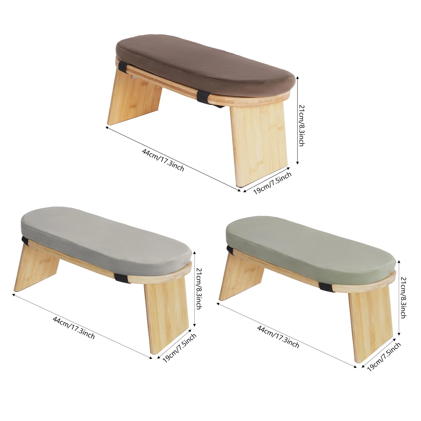 Bymaocar Meditation Bench, Foldable& Ergonomic Meditation Stool, Foldable Kneeling Meditation Bench  Coffee/Gray/Green Color