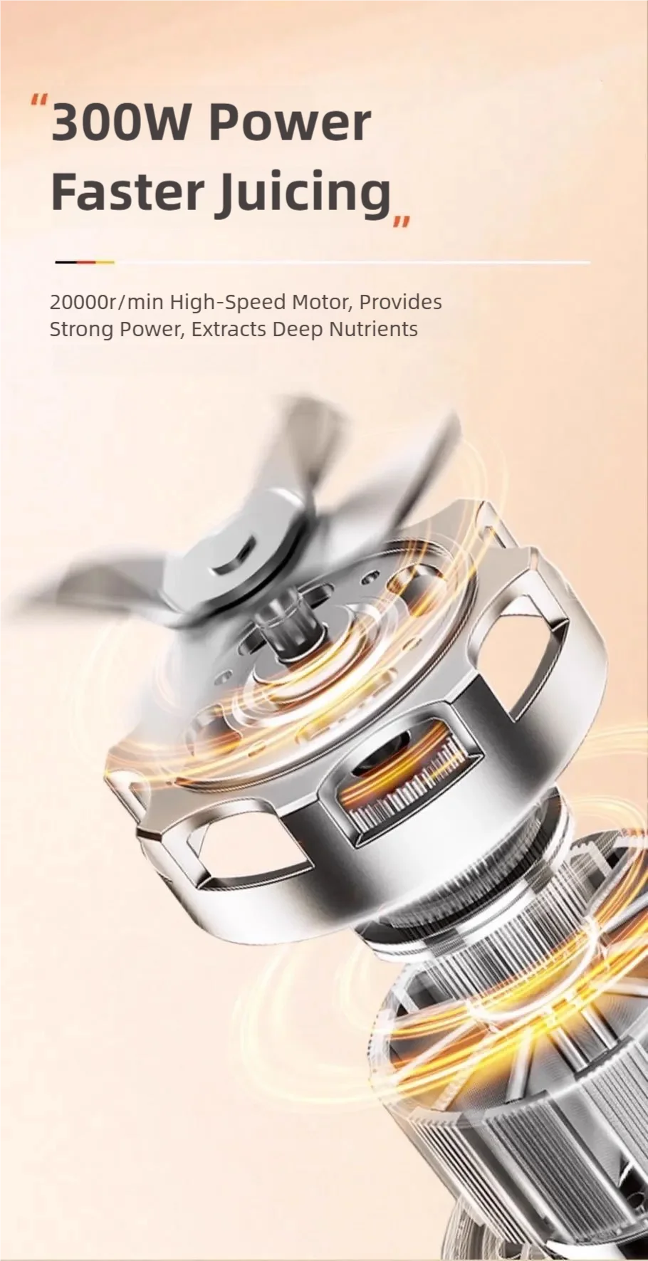 Electric Juicer 4-Blade Three-Dimensional Blade Head Household Small Multi-Functional Portable Juicer Blenders Food Processors
