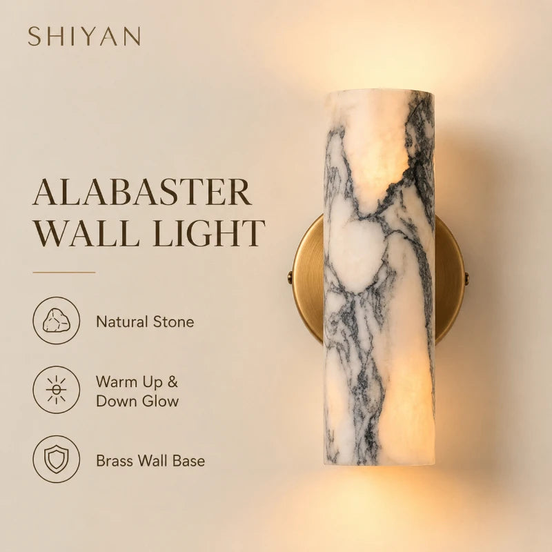 SHIYAN Cloudstone Lamps Bedside Living Room Italian Style Natural Stone Marble Light Luxury Home Decoration Modern Wall Lights
