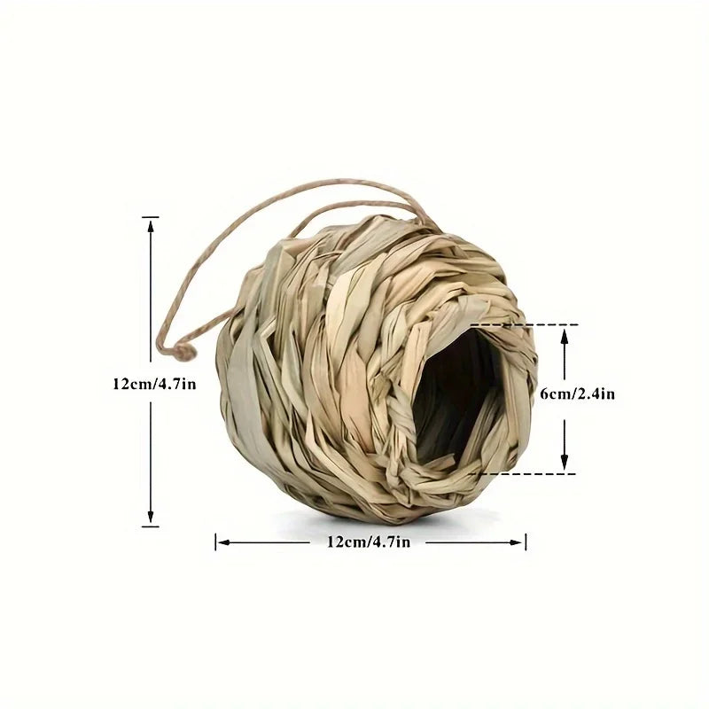 2024 New Birds Nest Bird Cage Grass Egg Cage Bird House Outdoor Decorative Weaved Hanging Parrot Nest Houses Pet Bedroom