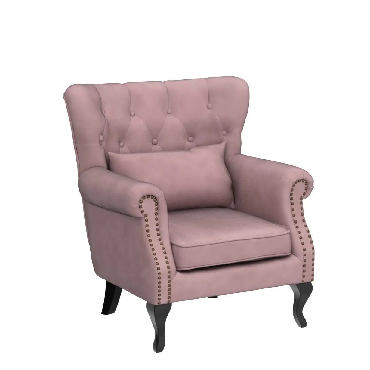 Mid Century Modern Accent Chair Upholstered Armchair Comfy Velvet Fabric Single Sofa with Tufted Wingback for Small, Customized