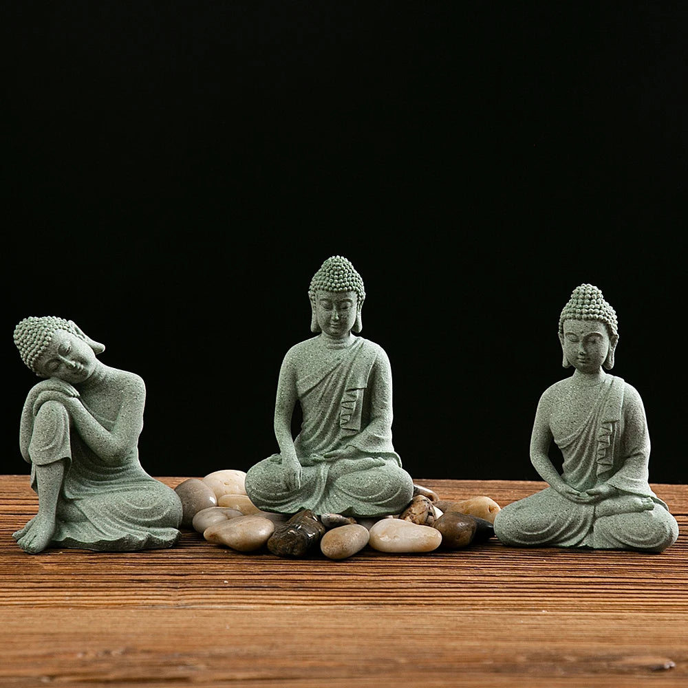 Buddha Statue Fish Tank Decoration Mini Buddhism Figurine Desk Topper Tablescape Decor Home Zen Statue Living Room Decoration