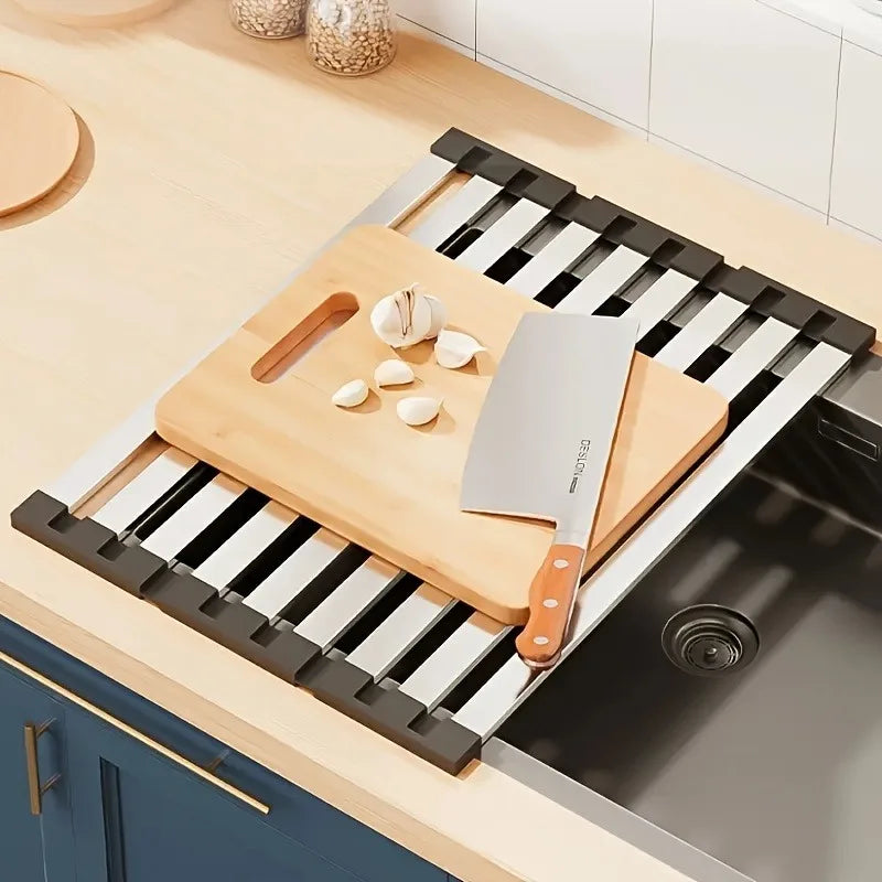 Space Saving Foldable Sink Dish Drying Rack For Kitchen