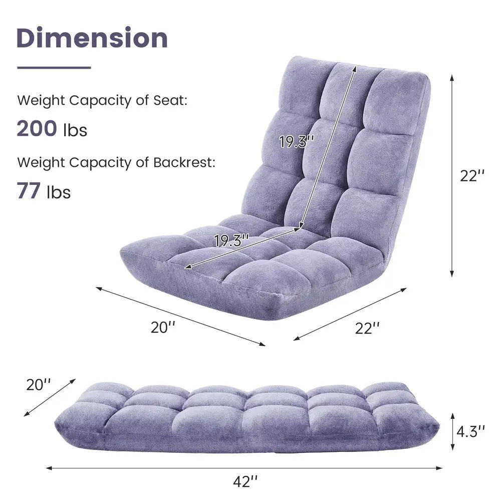 Folding Floor Chair with Back Support for Adults, Adjustable Japanese Meditation Portable Gaming Chair Recliner Seat with Comfy