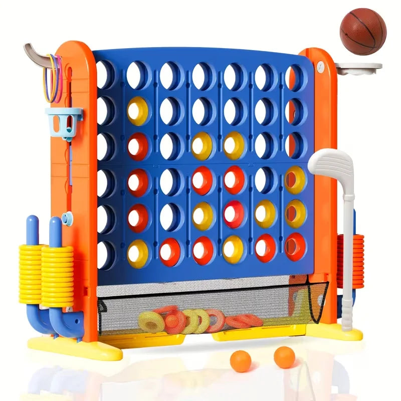 Enormous 4In A Row Game - 4In A Row Game, Height Adjustable Enormous 4-To-Score Game - Indoor/Outdoor Connect Game Set with Quick Release Slider, Ideal Birthday Gifts for 1+ Years Old Boys & Girls, Puzzle Thinking Online Game
