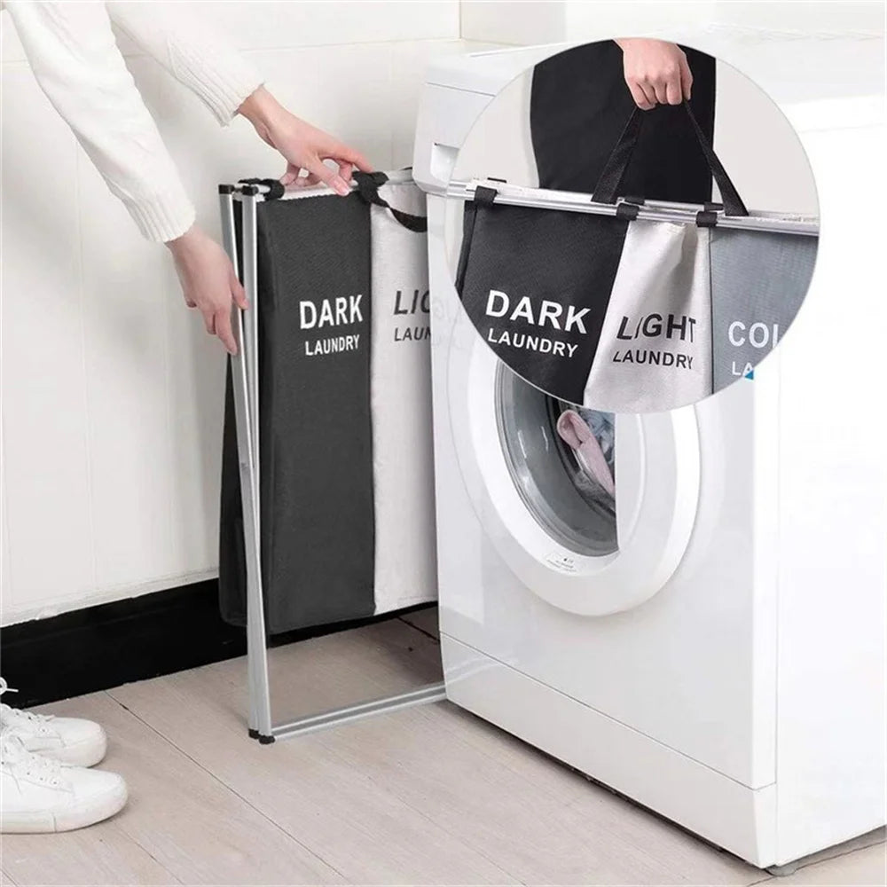 1/3 Grids Dirty Clothes Laundry Basket Storing Waterproof Oxford Storage Bags Portable Foldable Clothing Toy Household Organizer
