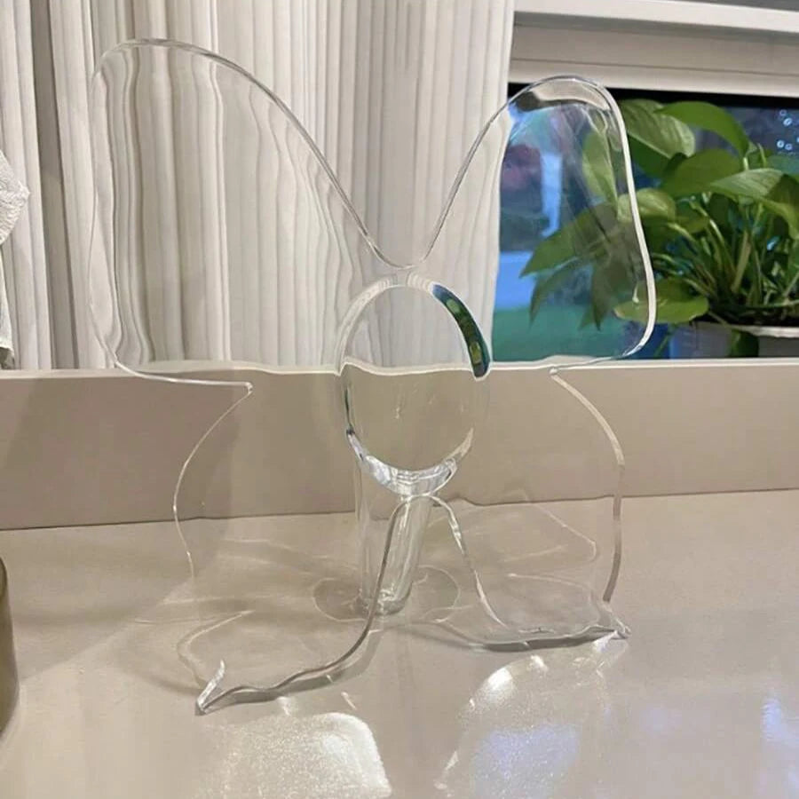 Clear Acrylic Flower Vase Modern Decorative Home Desk Decor