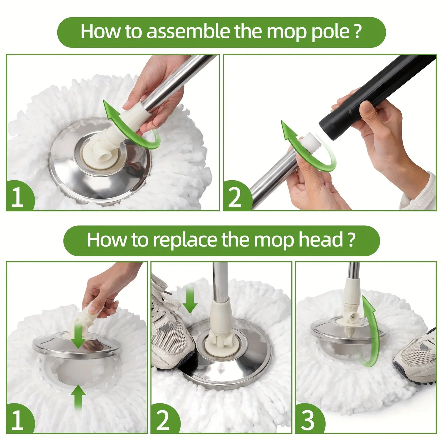 360 Degree Spin Mop Bucket System With Adjustable Handle