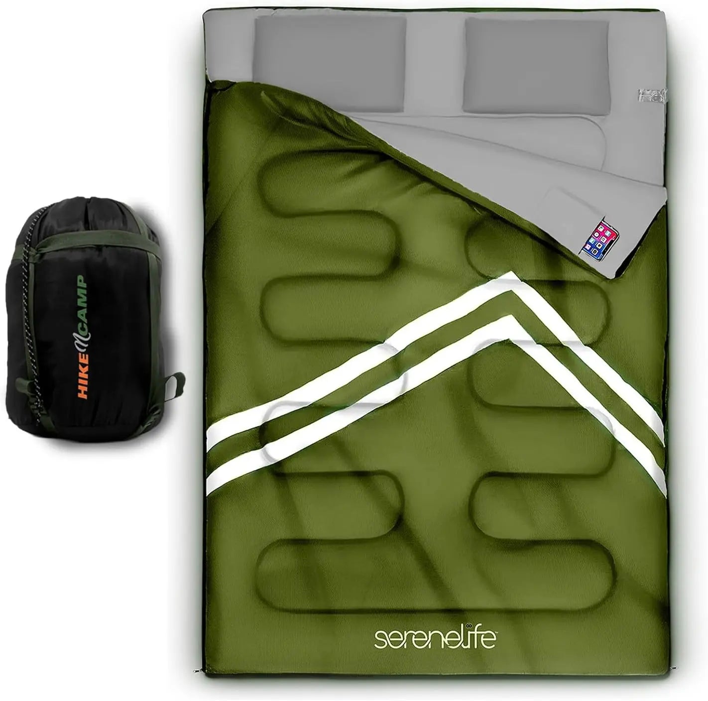 Double Sleeping Bag for Adults Teens, Waterproof Lightweight Camping Gear with 2 Pillows, Weather Proof for Backpacking Hiking