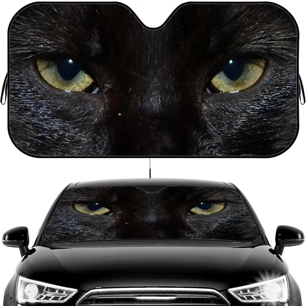 Black Cat Eye Sun Visor Car Windshield Sun Shade UV Protection Heat Insulation Cover Universal  Sun Protector