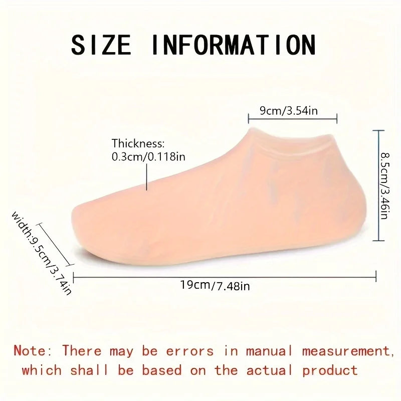 1 Pair Silicone Gel Moisturizing Foot Socks for Dry, Cracked Feet - Soothing Massage Pedicure Care Tool