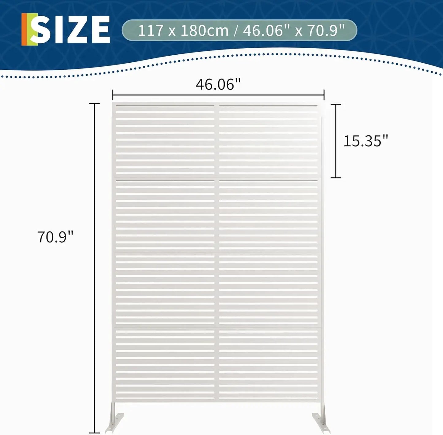 Decorative Wrought Privacy Screen – Easy Snap-Together Room Divider for Indoor/Outdoor Use, Breathable Wind-Resistant Partition