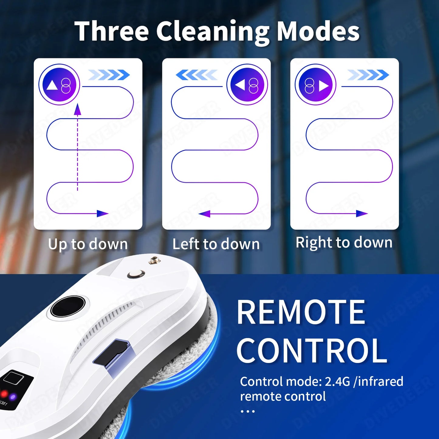 DIVEDEER Intelligent water spray window cleaner with automatic water spray function anti-fall magnetic glass home smart cleaner