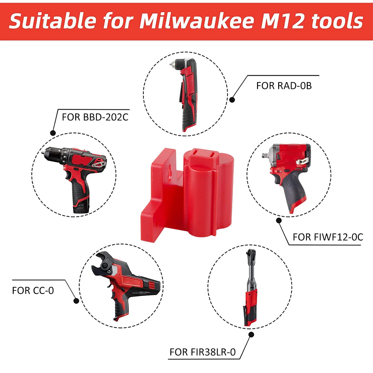 4Pcs Power Tool Holder Plastic Electric Tool Battery Dock Holder Heavy Duty Hanger with Screws for Milwaukee M12 Drill Storage