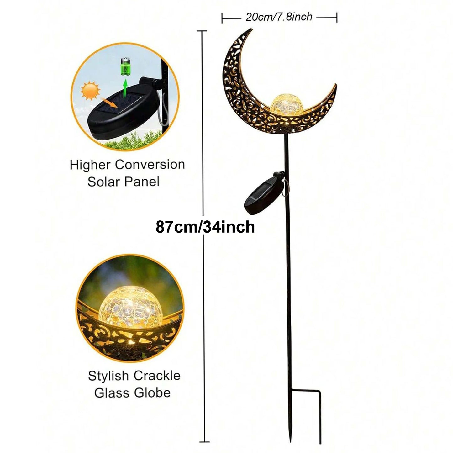 Decorative Solar Cat Moon Shaped Outdoor Garden Lamp