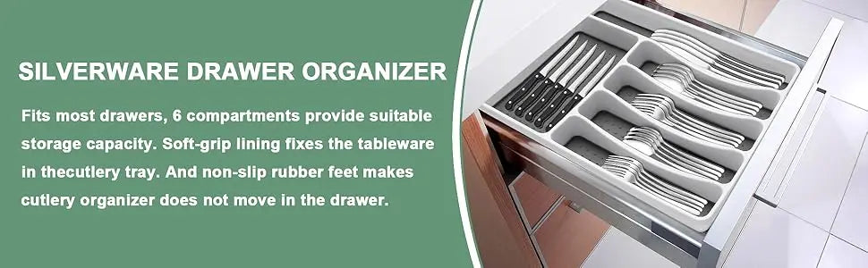 49-Piece Silverware Set with Organizer, Heavy Duty Stainless Steel Flatware Set for 8, Cutlery Utensil Sets with Steak Knives, Rust-proof, Mirror Polished, Dishwasher Safe, Heavy Duty