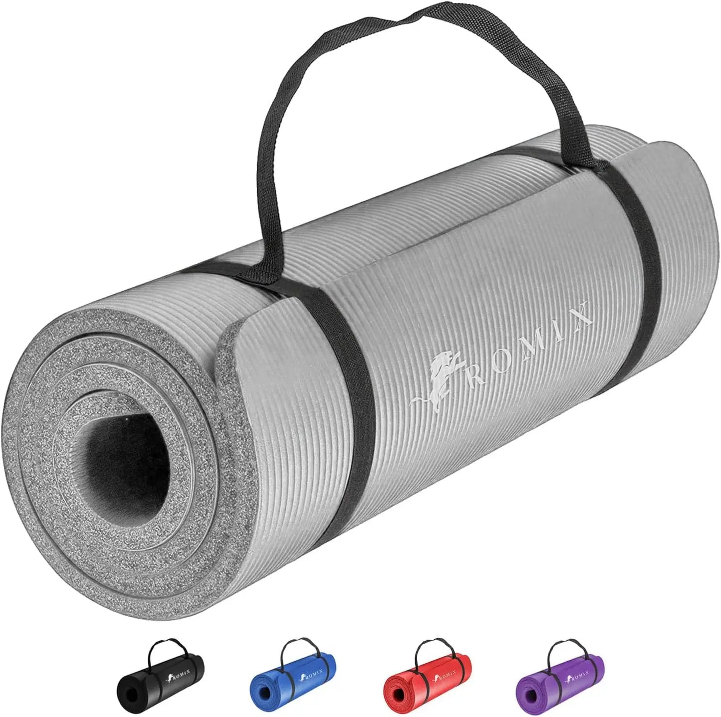 Yoga Mat Thick 2/5 Inch (10mm) Non-Slip Workout Mat, Large Exercise Mats for Home with Carry Bag and Strap