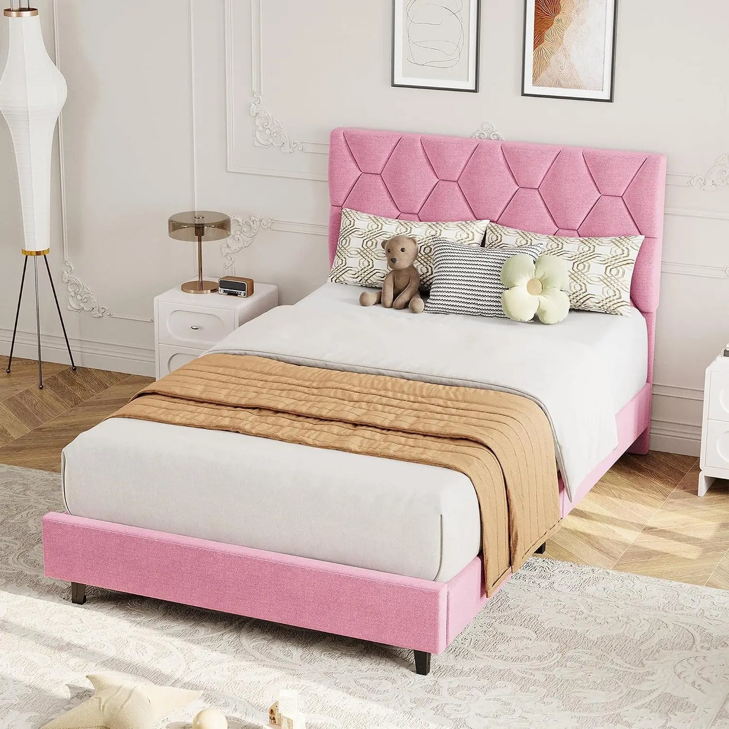 Modern Upholstered Platform Bed Frame With Ample Storage Space