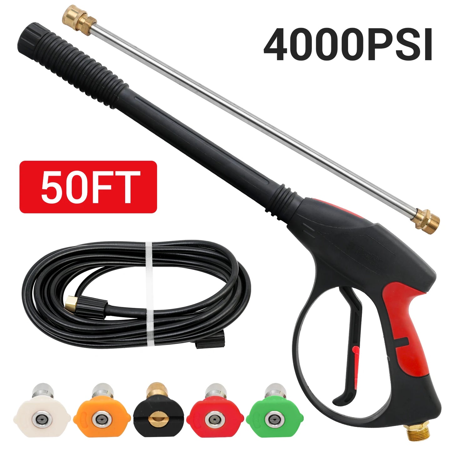 21V Electric Car Washer Gun Cordless 6-in-1 Nozzle High Pressure 900 PSI Brushless with 4.0Ah Battery for Car/House/Floor/Fence