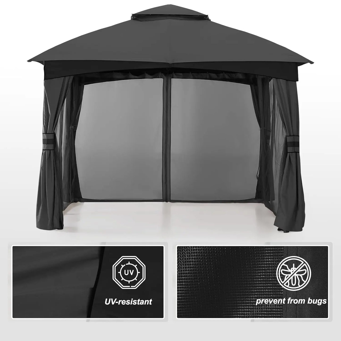 Outdoor Patio Gazebo for Garden with Upgrade Steel Frame and Netting Walls (8x8,Gray), Customized