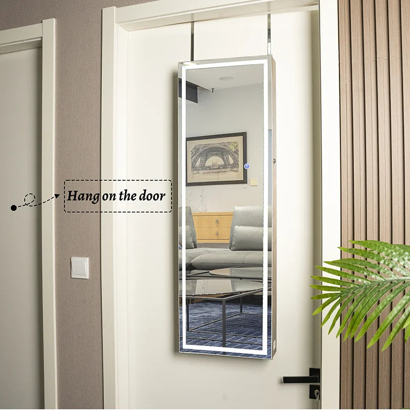Led Illuminated Jewelry Cabinet With Mirror And Storage