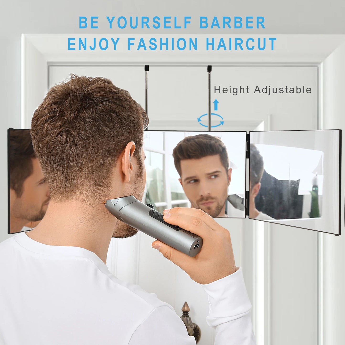 3 Way Mirror for Hair Cutting, Barber Mirror Self Cut, Haircut Mirror to See Back of Head, 360 Mirror for Haircuts for Men