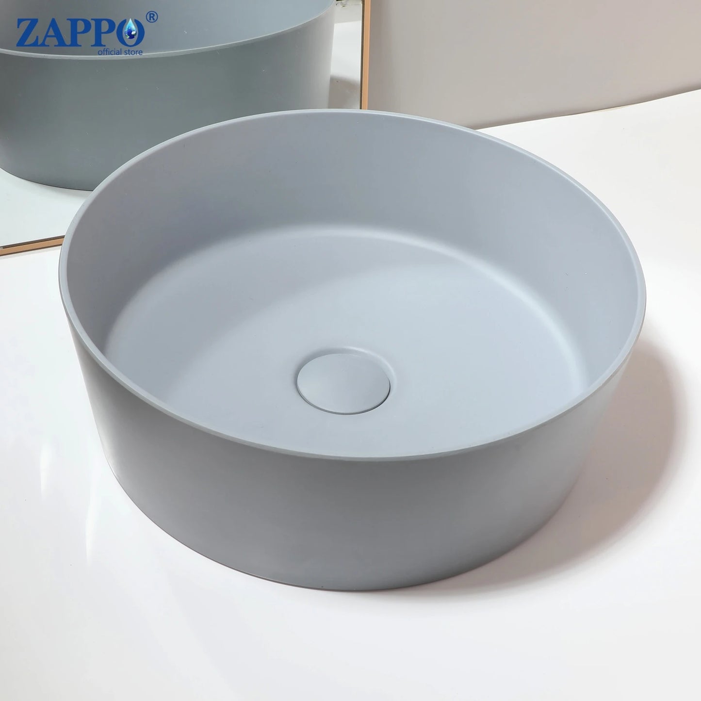 ZAPPO Vessel Sink With Drain Stone Resin Washbasin
