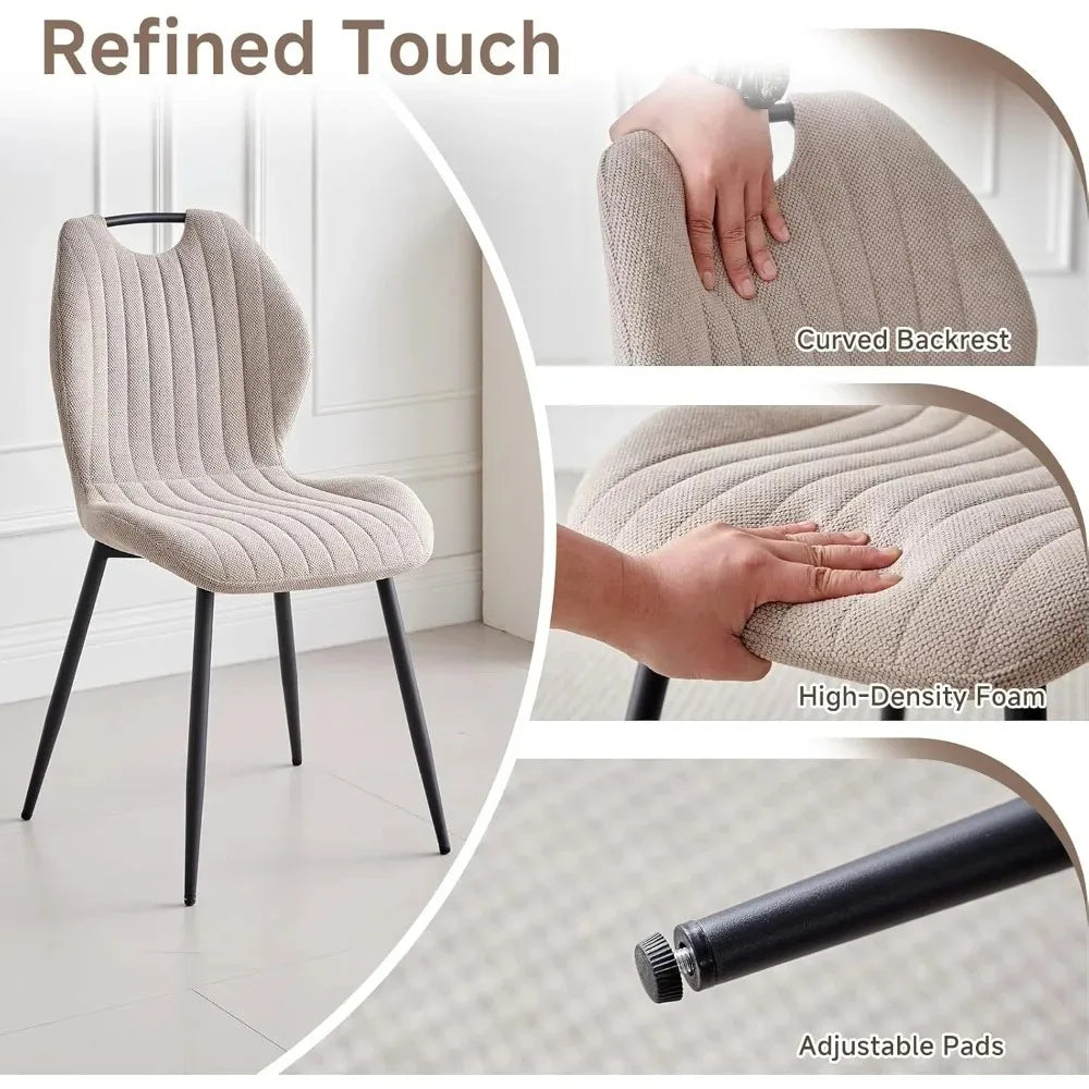 Set Of 4 Upholstered Wingback Dining Chairs Modern Fabric