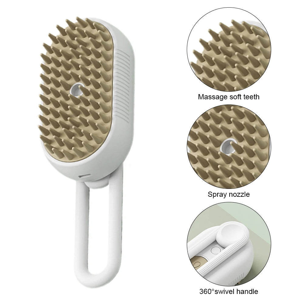 Cat Steam Brush 3 in 1 Electric Spray Grooming Comb USB Rechargeable Dog and Cat Massage Brush