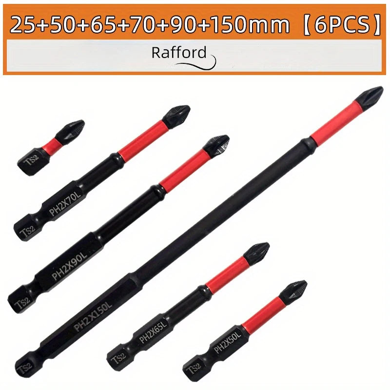 Magnetic Non-Slip Drill Bit Set 3/6/12 Pieces, S2 Steel, Crosshead and Impact Drill Bits, Suitable for Electric and Hand Drivers