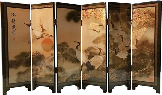 Decorations for The Home, 6 Panel Divider, Mini Folding Screen, Chinese Lacquerware, Mini Desktop Folding Screen, Feng S