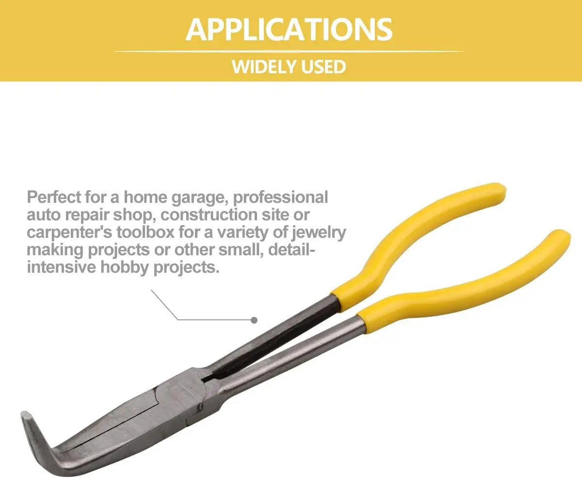 11" Long Nose Pliers Straight Bent Tip Nose Plug Cable Puller Long Needle Nose Pliers Wire Cutter Hose Spanner Clips Hand Tools