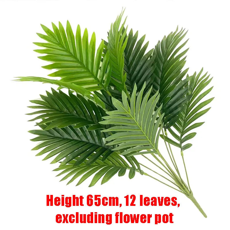 70-120cm Large Artificial Palm Tree Tropical Green Leaves Fake Plants Plastic Monstera Faux Tree Branch for Home Kitchen Decora