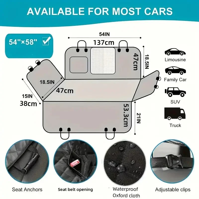 Waterproof Dog Car Seat Cover Hammock Nonslip Durable