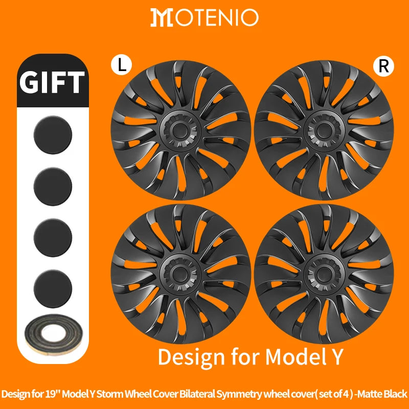 4PCS Design for TESLA Model Y 2020-2024 Vehicle Full Coverage Blade Wheel Cover Cap 19 Inches Hubcaps  Automobile Accessories