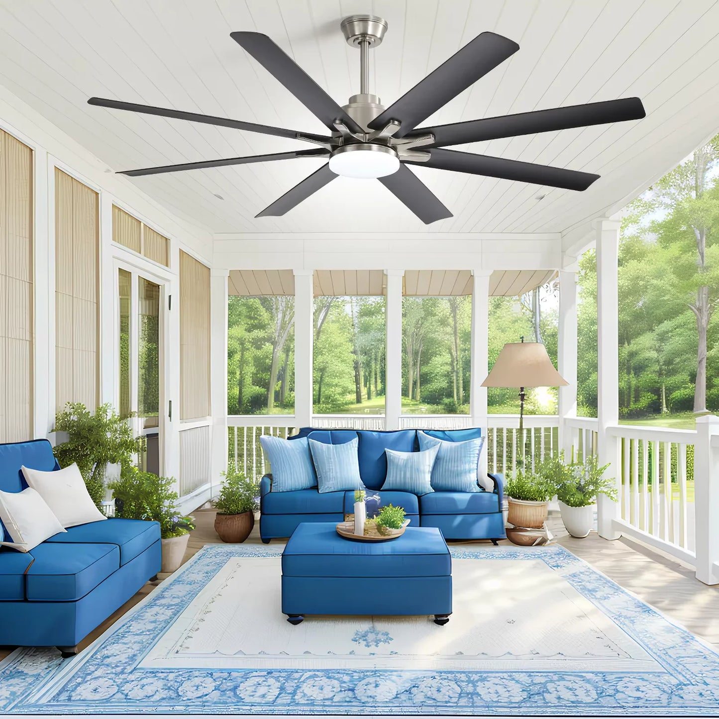 Sofucor Modern 66 Inch Ceiling Fan with LED and Remote Control for Living Room or Bedroom