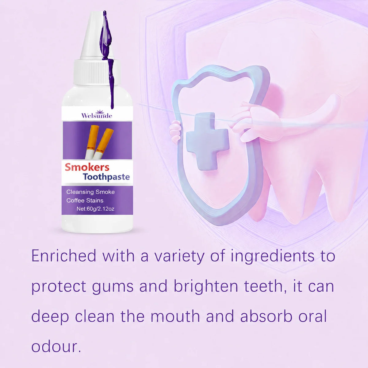2 Packs Whitening teeth Toothpaste,Gently Reduce Smoke & Coffee Stains,Toothpaste for Deep Cleaning & Brighter Smile, Purple Remineralizing Hydroxyapatite Toothpaste, with Minty Fresh Breath, Gentle on Gums, Ideal Oral Hygien