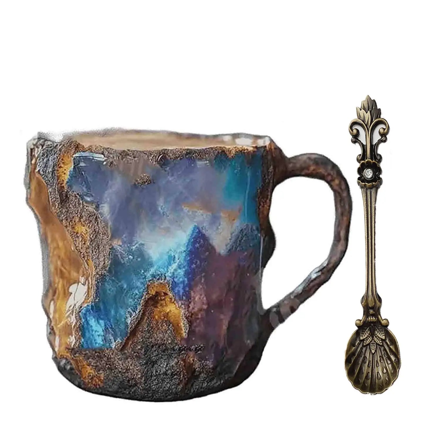 1PC Multi-Colored Mineral Crystal Coffee Mug，Natural Mineral Crystal Mug， Colorful Crystal Christmas Mugs,Christmas Gift New